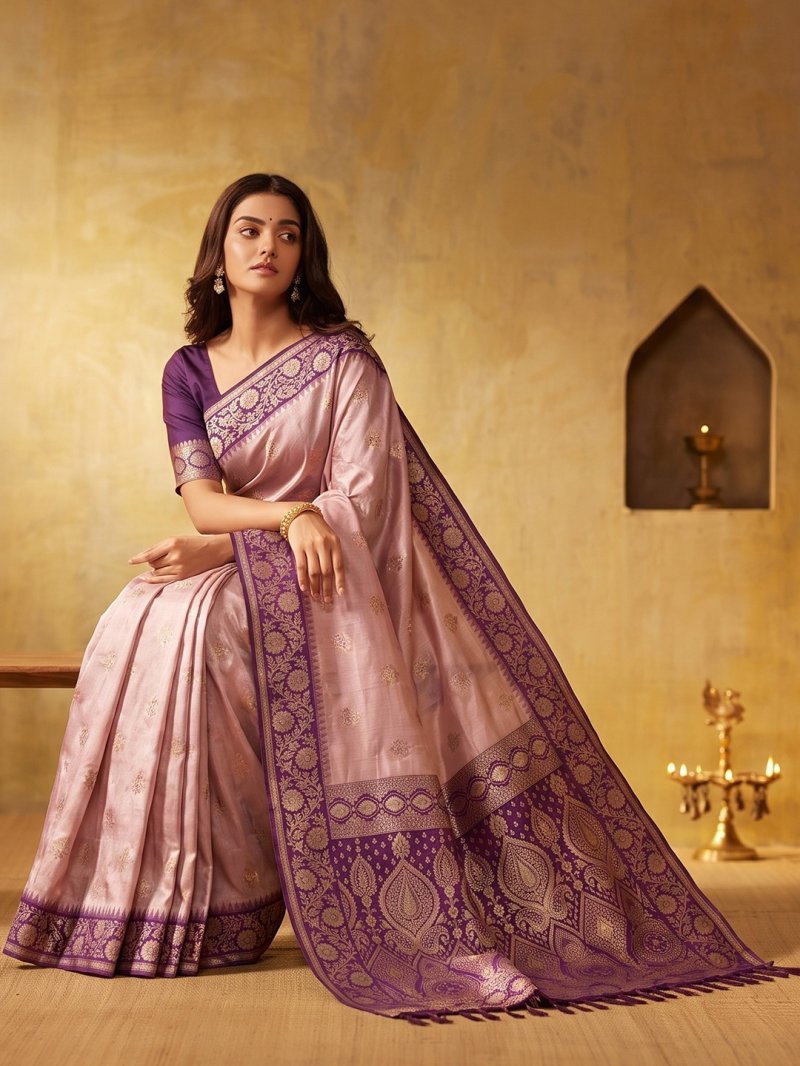 Geetanjali By Ast Silk Blend With Rich Zari Work Saree